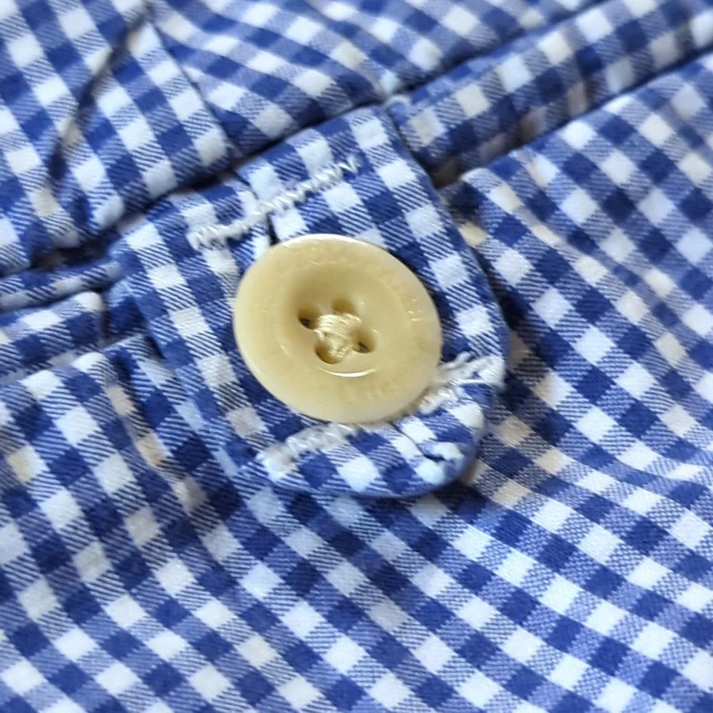Polo Ralph‎ Lauren Gingham Shorts Mens 34 VTG Blue White Check Cotton Flat Front